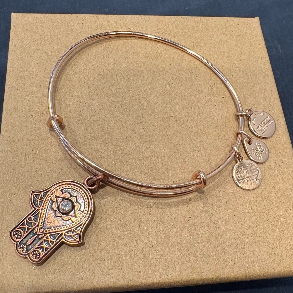 Alex and Ani Hand of Fatima Rose Gold Charm Expandable Bracelet